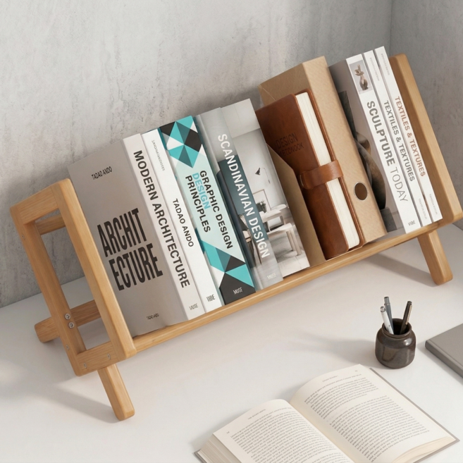 코레브 카페감성 공간절약 원목 책꽂이, 1단, 네추럴