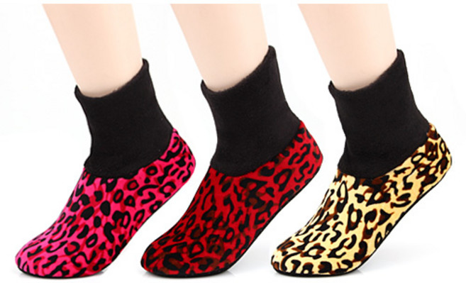 버선의명가 크로바 요술버선 호피무늬 벨벳 카바 3켤레 1SET /겨울 보온덧신