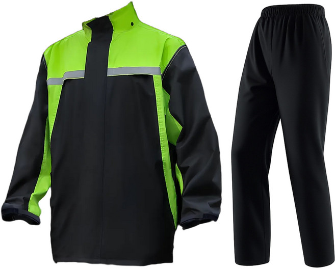 하믄 프리미엄 라이딩 배달 오토바이 우비 레인코트 상하의 세트, 라이트그린