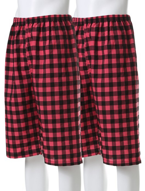 캐리루시 남성용 깅엄 선염 체크 8부 파자마 하의 2p