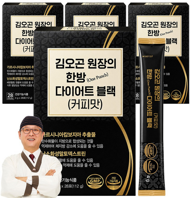 김오곤원장의 한방(Onepunch) 다이어트 카페 블랙(커피맛), 112g, 4개