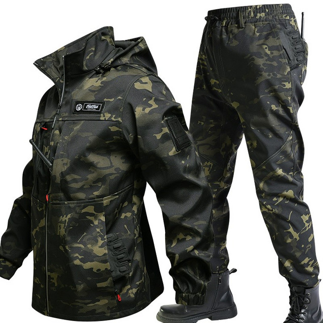 스몰더 남자 간절기 방풍 방수 작업복 아웃도어 라이더 집업 아우터 상하의 세트