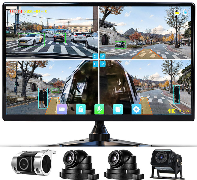WINANON 4채널 터치 화물차 블랙박스 4K고화질 AI 생체인식 시스템 10.1인치 800만화소 1080P 128G 트럭 차량 풀세트, 사은품 9종 세트, 128GB, 1080P고화질+ADAS안전운전+BSD
