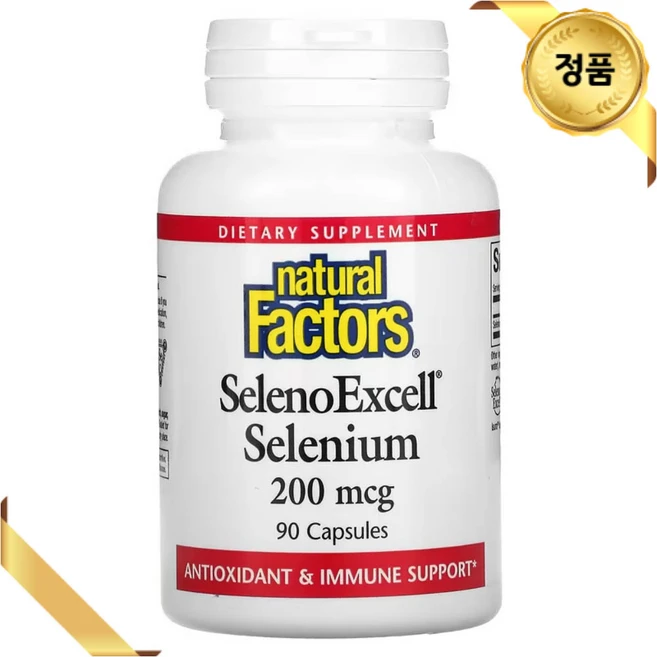 [정품보장]내추럴팩터스 셀레노엑셀 셀레늄 영양제 Natural Factors 200mcg 90정 X 1병, 1개 - 쿠팡