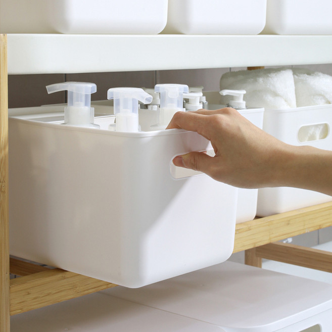 국내산 팬트리 뚜껑 수납함 정리 보관함 다용도 리빙박스 손잡이1호 26x18.5x16cm, 화이트+화이트(뚜껑), 1개