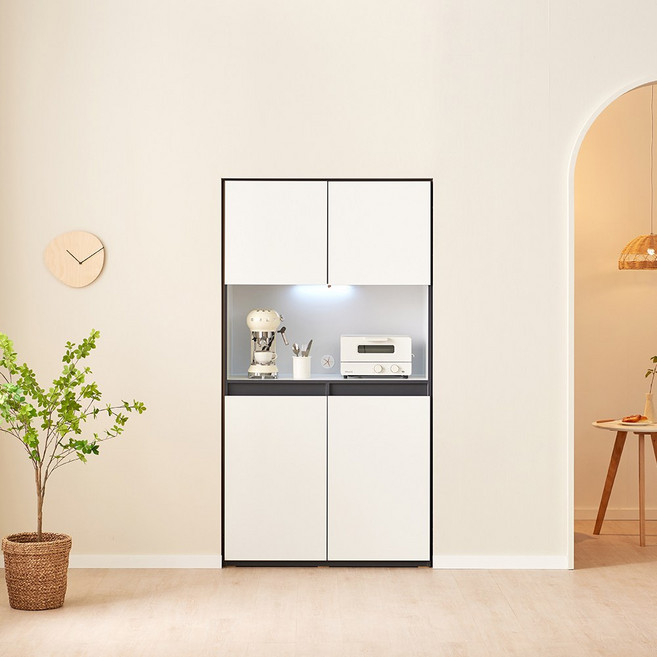 이노센트 그리드 비스포크 빌트인 LED 홈카페장 오픈형 주방 수납장 i104998, 화이트
