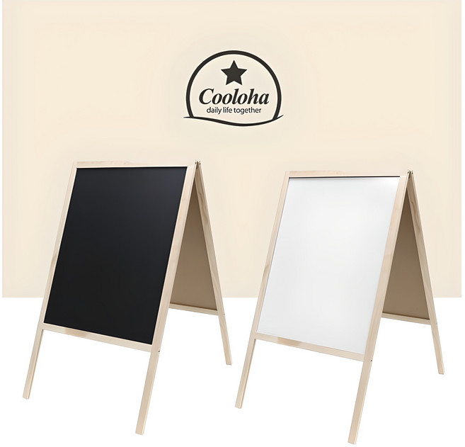 원목 화이트보드+블랙보드 양면 사용형 52 x 90cm 풀셋, 1개