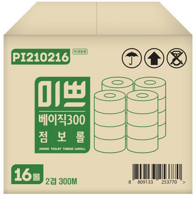 팜파스 미쁘 베이직 점보롤 2겹 300m 16롤 대용량 업소용 점보롤, 1개