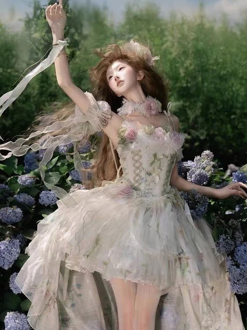 로판 드레스 코르셋 촬영 컨셉 유색 공주 로코코 파티 중세 귀족 여왕