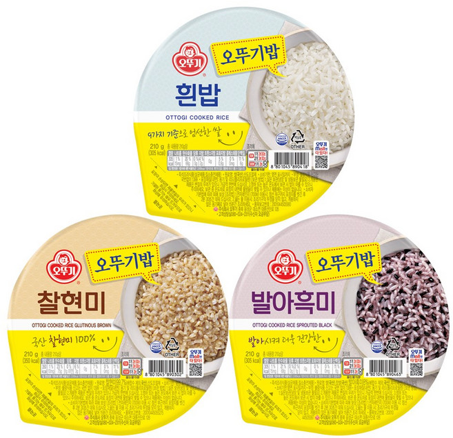 오뚜기 오뚜기밥210g 12개 + 찰현미 210g 6개 + 발아흑미 210g 6개, 24개