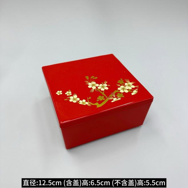 스타일 벤또 박스 상자 칠기 데코 도시락 장어 단층 런치 직장인, 5인치정사각케이스 레드체리, 1개