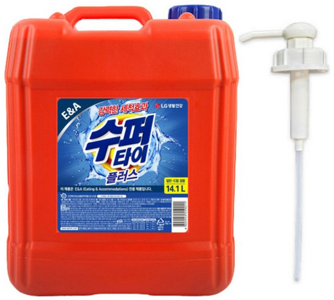LG생활건강 수퍼타이 일반드럼겸용 액체세제-14L + (이지전용 펌프 포함) 대용량액체세제, 1개, 14L