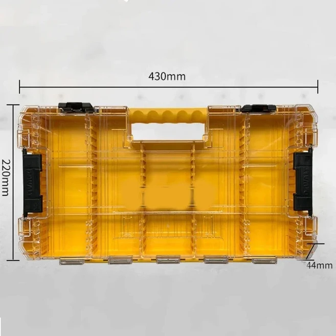 DEWALT 대형 터프 케이스 컴파트먼트 투명 뚜껑 정리함 탈착식 대용량 보관함 전동 공구 액세서리 N 542474, 01 N542474