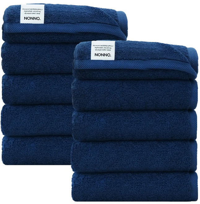 NONNO 국내생산 호텔수건 200g 40수 코마사, 진네이비, 10개