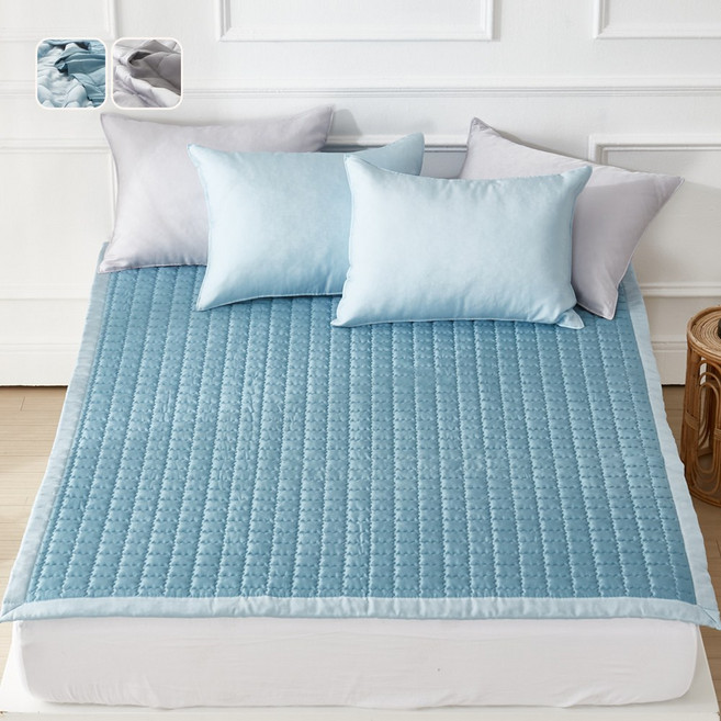 국산 여름 리빙캐슬 니스 풍기인견100 침대패드, 블루