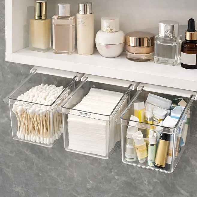 펄픽스 깔끔한 데일리 수납 면봉 화장솜 정리함, 4개, 클리어