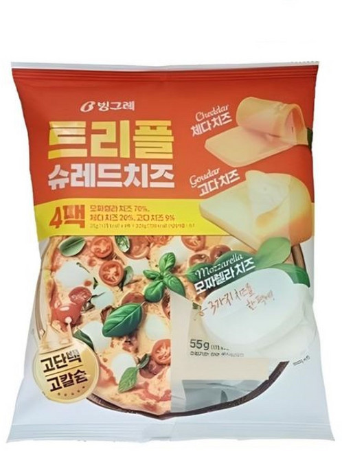 빙그레 트리플 슈레드 치즈, 2개, 220g
