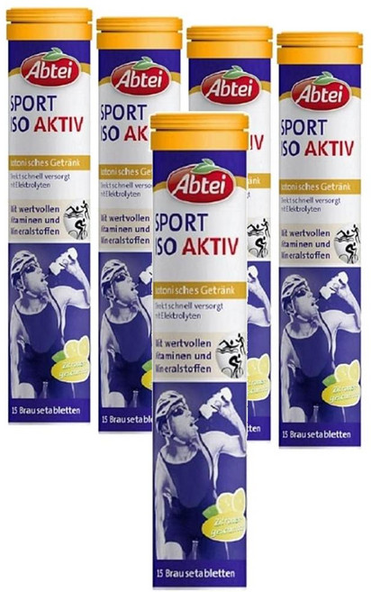 독일 압타이 Abtei Sport Iso Aktiv 스포츠 ISO 액티브 전해질 발포정, 15정, 5개