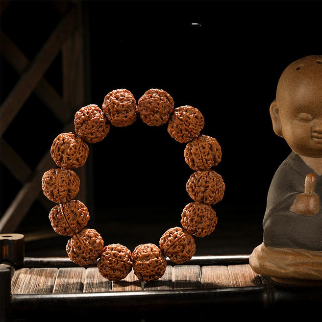 불교 염주팔찌 천연나무 보리수 염주 묵주팔찌 명상용 소원 기도 팔찌 남녀 공용 수제 비즈 악세사리, 육각형 19mm 금강보살 팔찌, 1개