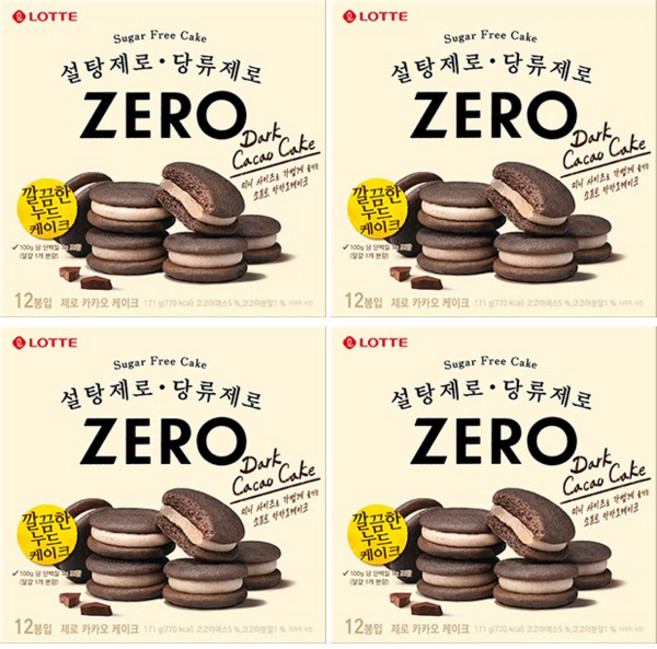 롯데 제로 카카오 케이크 171g x 4개 낱개