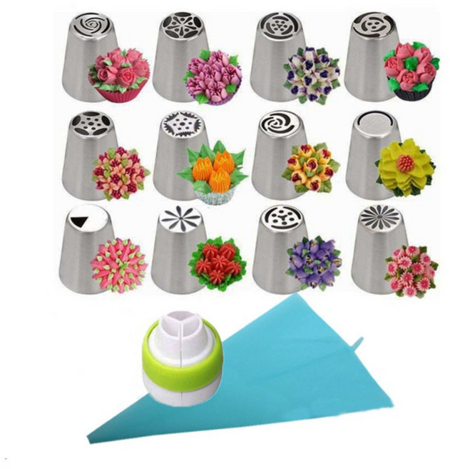 이브닝메종 생크림 비누 캔들용 플라워 모양 깍지팁 12종 세트, 깍지 14종 DF4, 1개, 기본