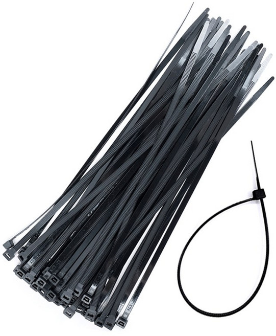 kimspp 케이블타이 6x300mm(블랙) 케이블밴드 타이밴드 전선정리 배선정리, 50개, 벌크