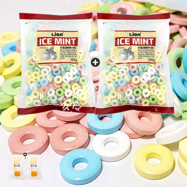 입안을 상쾌하게 1+1 후레쉬아이스민트 박하사탕(500g)총2봉(+밀크츄 2개), 500g, 2개