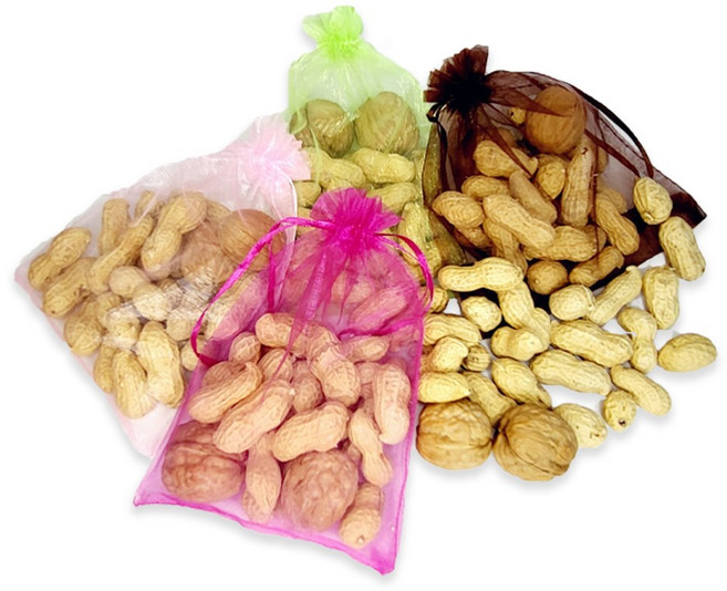 정월대보름 부럼 망사주머니 피땅콩50g + 호두2알 견과류, 1세트, 땅콩50g+호두2알, 50g