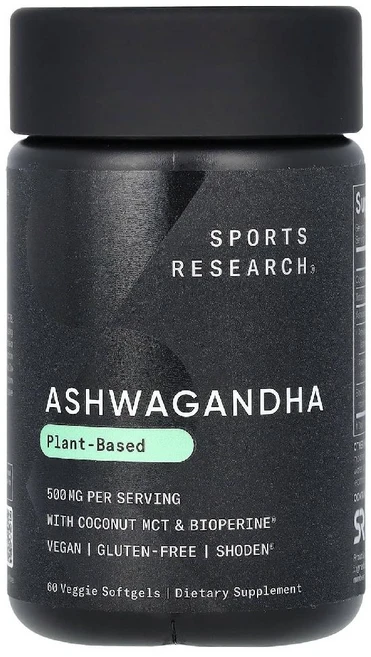 스포츠리서치 Ashwagandha 500mg 식물성 소프트젤 60정(소프트젤당 250mg), 1개, 60정 - 쿠팡
