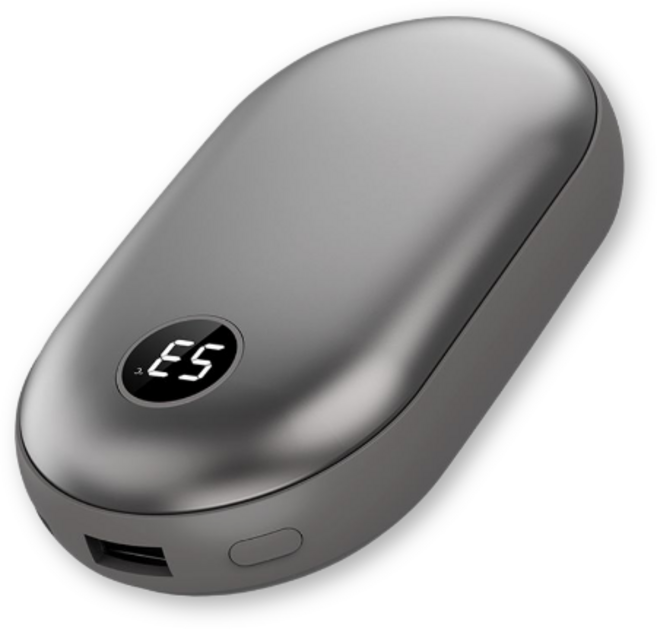 10000mAh 손난로 보조배터리 2in1 휴대용 핫팩 겸용 C타입 고속충전, 그레이, 어디나