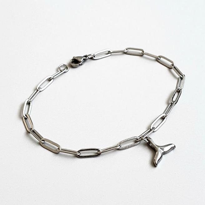 와이티지 style _ 066 고래꼬리 클립체인 팔찌 써지컬스틸 빈티지 레이어드 커플 악세사리 기본 남자 여자 데일리