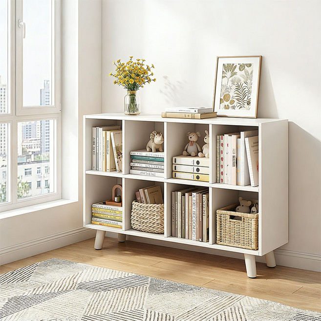 Comfy Nest 대용량 수납장 책장 거실 서재 수납 선반, 3단, 화이트