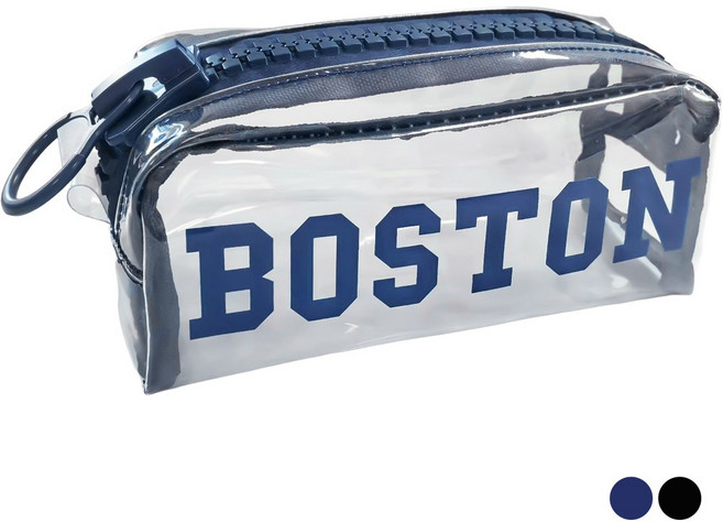 아뜰라임 디자인 왕지퍼 대용량 파우치 필통, 1개, 투명네이비