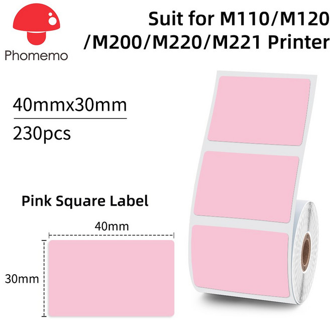 Phomemo M110 미니 휴대용 프린터 열 라벨 스티커 Niimbot B21 B1 50mm와 유사한 포켓 라벨링 메이커 기계, XP4030-230PK, 1개