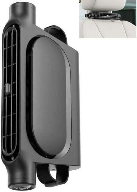 차량용 시트팬 냉각 선풍기 자동차 시트 냉각팬 머리 여름 조절 강풍 충전 USB 팬, 블랙-충전식3000mAh
