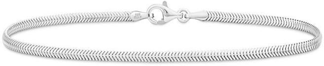 MiaBELL 벨a 이탈리아 솔리드 925 스털링 실버 18K 옐로우 골드 도금 2mm 돔형 헤링본 스네이크 체인 링크 팔찌 여성용 남성용 이탈리아산 길이 7인치 보석