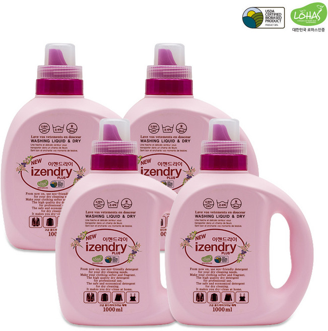 세제혁명 이젠드라이 플러스 세제 본품, 1L, 4개