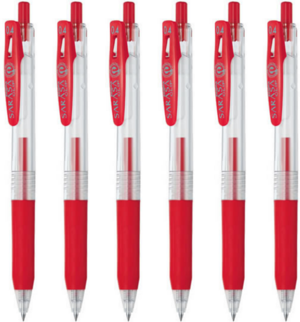 제브라 중성펜 사라사클립 JJS15 0.4mm, 레드, 6개