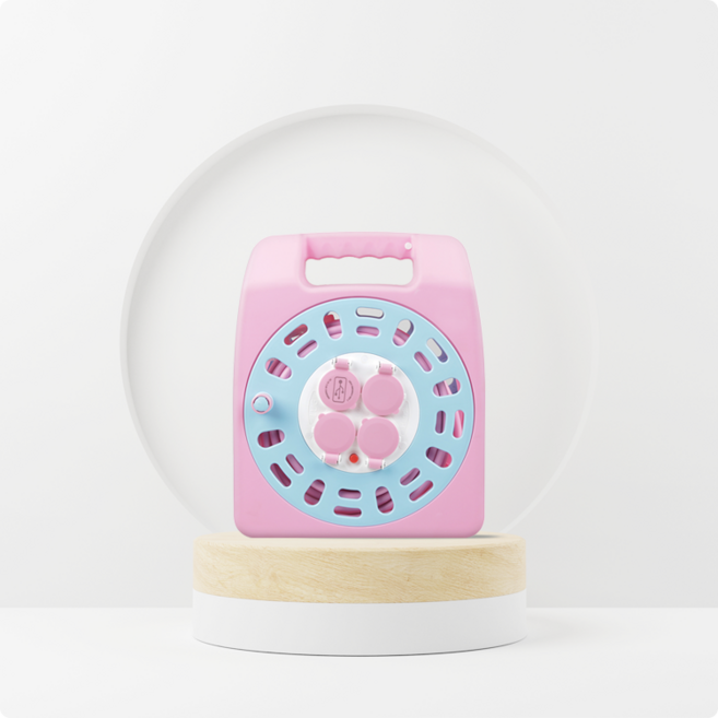 러그박스 3구 USB 20M 캡형 핑크 1.5SQ 캠핑용 다용도 작업 릴선 연장선 멀티탭, 단품, 1개