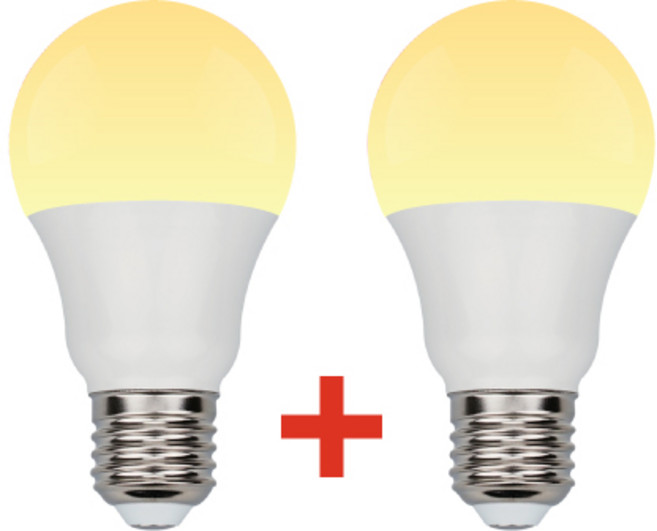 3단 밝기조절 LED전구 E26 6W 1+1 스탠드 전구 이케아 호환 스탭디밍 램프 2EA, 전구색, 2개