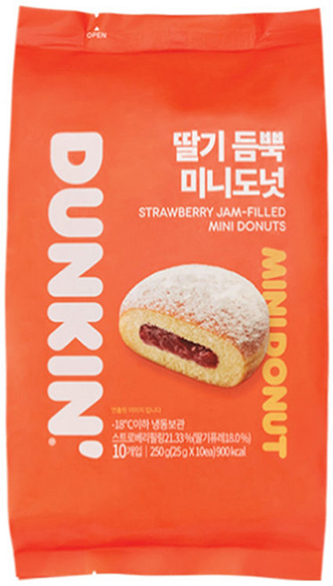 던킨 딸기 듬뿍 미니도넛 / 냉동 25g x 10입 250g, 1개