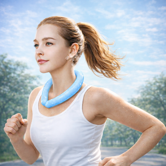 아이스쿨링 목걸이형 넥쿨러 쿨 스카프 냉감 얼음 밴드, 1개, 블루