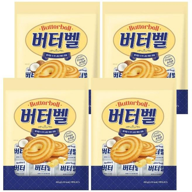 바삭함 속 부드러운 버터풍미 버터벨 쿠키, 4개, 450g