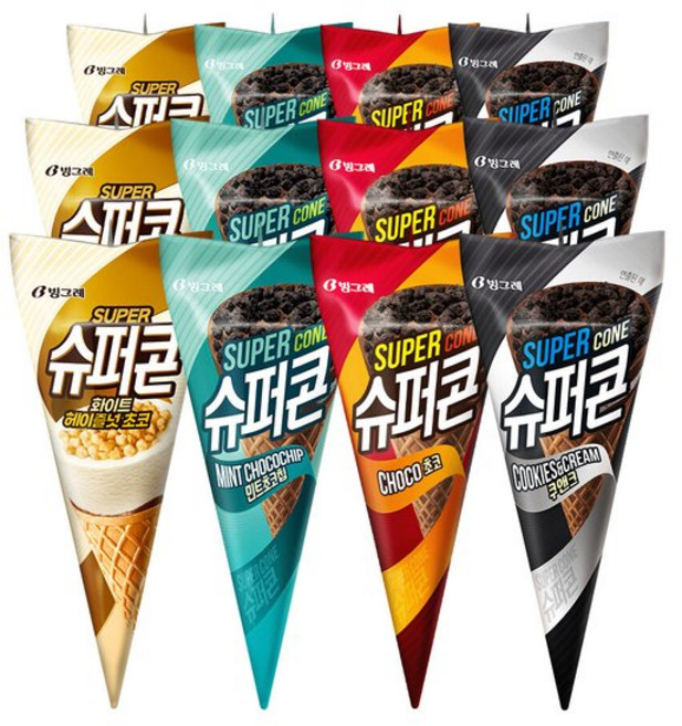 빙그레 G 슈퍼콘 아이스크림 12개 (초코/민트초코/쿠앤크/화이트헤이즐넛), 슈퍼콘 민트초코 12개