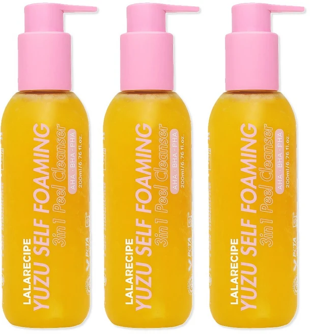 라라레서피 유자 셀프포밍 쓰리인원 필 클렌저, 3개, 200ml - 쿠팡