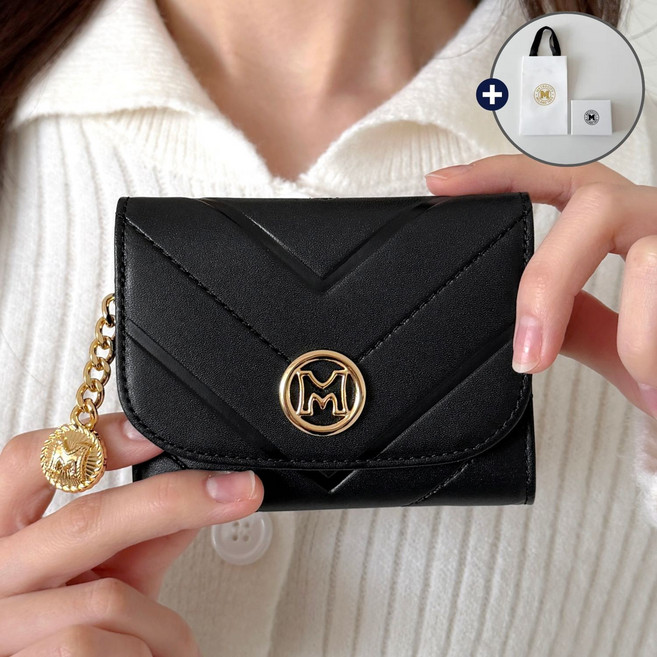 메트로시티 지갑 여성지갑 반지갑 블랙 골드참