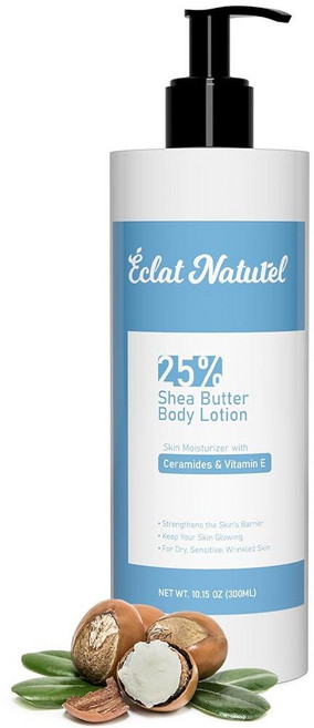 ÉCLAT NATUREL 시어 버터 핸드 크림 45% 버터와 비타민 E 모이스처라이저로 제작 딥 모이스처라이징 드라이 미니 로션 여행용 사이즈 29.6ml 1온스 1팩 221, Vitamin E & Ceramides, Vitamin E & Ceramides