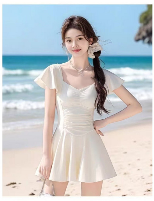 ANYOU여성 수영복수영복원피스 수영복여성 실내 수영복여성 빅사이즈 수영복비키니여성 원피스 수영복, 흰색