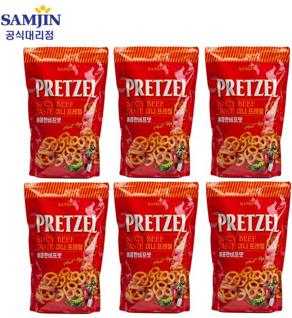 삼진 미니프레첼 매콤한비프맛, 800g, 6개