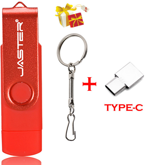 회전식 USB 플래시 드라이브 2 0 OTG 펜 커스텀 로고 스틱 8GB 블랙 선물 128GB 64GB 32G 16G, Red, 1개